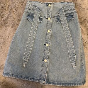 Classic Light Blue Denim A-Line Skirt